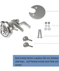 Two Piece marine cam latch set in 316 stainless steel with two keys and straight plus offset arms for secure boat hatch closures