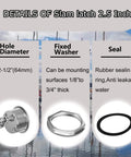 316 Stainless Steel Boat Cam Latch Non Locking Marine Grade O Handle Fits Two And One Half Inch Hole Mount Latch Durable Weatherproof Hardware For Boats And Seacraft details with rubber seal and washer.