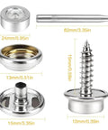 Dope Canvas Snap Kit With Marine Grade Stainless Steel Snaps And Screws 150 Piece Set includes tools and snap measurements.