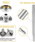 Dope Canvas Snap Kit With Marine Grade Stainless Steel Snaps And Screws 150 Piece Set, includes brass and stainless steel components