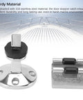 Qqmora door stopper catch and holder, 316 stainless steel, polished finish, base with screw holes and black bumper