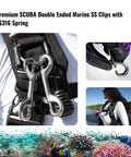 Marine Grade 4 Inch Double Ended Clips Bolt Snaps With SS316 Spring Stainless Steel for diving gear attachment