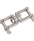 Stainless steel double-ended swivel shackle with locking bolt, 10mm marine ring connector