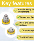 Close-up of two 4 Pack Marine Lower Unit Drain Plugs For Mercury MerCruiser Outboard Gear Case with highlighted features