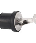 Side view of Keenso 19mm compression drain plug with stainless steel body and black rubber seal