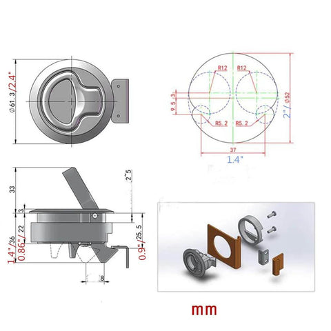 Four pack marine flush pull latch set for RVs and boats, secure deck and cabinet doors with a durable ABS body and zinc alloy lock core
