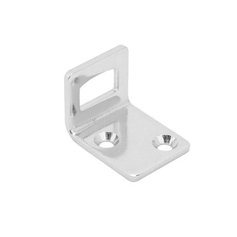 Door stopper catch bracket, L-shaped marine-grade 316 stainless steel with two mounting holes and vertical slot