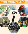 Collage showcasing Mask Quick Release Clip With Leather Handle For Firefighter And Marine Rigging Marine Grade 316 Stainless Steel