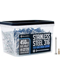 #8 x 2 Marine Grade 316 Stainless Steel Deck Screws, 450 PCS - Flat Head T20, Type 17 Point, Rust Resistant, Quick Drive with Strong Grip for Outdoor Wood Projects, Bit Included.