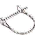 Safety coupler pin, close-up view, 6.3x50mm, marine-grade 316 stainless steel with wire loop.