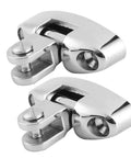 Pair of stainless steel Bimini top deck hinges with 180-degree rotation for marine use