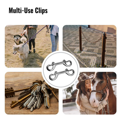 Marine Grade 4 Inch Double Ended Clips Bolt Snaps With SS316 Spring Stainless Steel for versatile use on dogs, keys, chains, and horses.