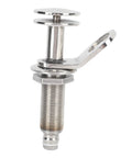 Side view of 304 stainless steel retractable boat cleat with threaded deck-mount shaft and release lever