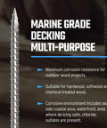 #8 x 2 Marine Grade 316 Stainless Steel Deck Screws, 450 PCS - Flat Head T20, Type 17 Point, Rust Resistant, Quick Drive with Strong Grip for Outdoor Wood Projects, Bit Included.