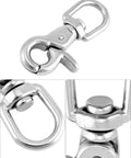 Swivel Trigger Snap Hook Set 4 Pack 2.56 Inch Marine Grade Stainless Steel 316 Clip Hooks 130 Lb Capacity For Leash Bags, close-up view