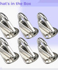 Six stainless steel marine-grade snaps/yacht hooks, 6-pack