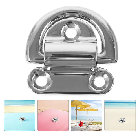 BUGUUYO folding marine-grade stainless steel D-ring tie-down anchor, 6mm, two-pack, front view