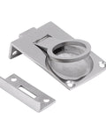 Front view of Spryflower stainless steel ring-handle flush hatch pull, marine locker use, 57x40mm, mirror-polished 316 SS