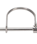 Side view of a marine-grade 316 stainless steel safety coupler pin with wire loop, 6.3x50mm