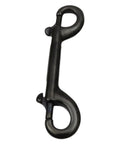 Front view of black marine-grade stainless steel double-ended hook, 115 mm, for dog feed bucket and garage.