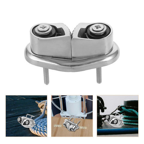 Cam cleat front view, Veemoon stainless steel 316 marine-grade polished deck hardware