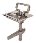 Front view of 316 stainless steel boat cam latch flush pull hatch with lift handle and mounting plate