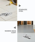 Two 5-inch stainless steel folding boat dock cleats (316 SS) for rope mooring.