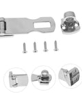 Stainless steel boat door latch hasp with mounting plate and 4 screws; marine-grade yacht hardware kit.