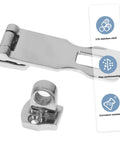 Front view of ABOOFAN marine-grade stainless steel door latch hasp set with mounting block (two-piece).