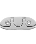 Front view of a 4.5-inch marine-grade stainless steel folding boat cleat with two mounting holes