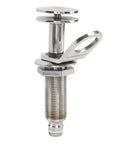 Close-up of a 304 stainless steel retractable marine boat cleat with threaded mounting bolt.