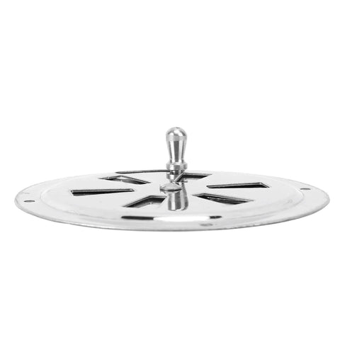 Marine-grade 4-inch stainless steel vent grille with side knob, boat vent cover