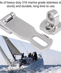 75mm stainless steel boat locker latch clamp with mounting base; 316 marine grade anti-rattle hatch fastener.