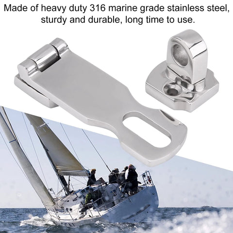 75mm stainless steel boat locker latch clamp with mounting base; 316 marine grade anti-rattle hatch fastener.