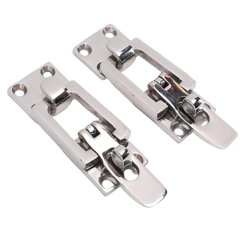 Pair of chrome stainless steel boat hatch latches with center tension cam