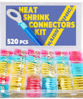 Marine Grade Heat Shrink Wire Connectors Kit With 520 Pieces For 16 14, 22 16, 12 10 Gauge Crimp Insulated Ring Fork Spade