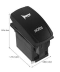 Two TOMETURE marine-grade horn push-button switches, black plastic, momentary, for boat/yacht applications