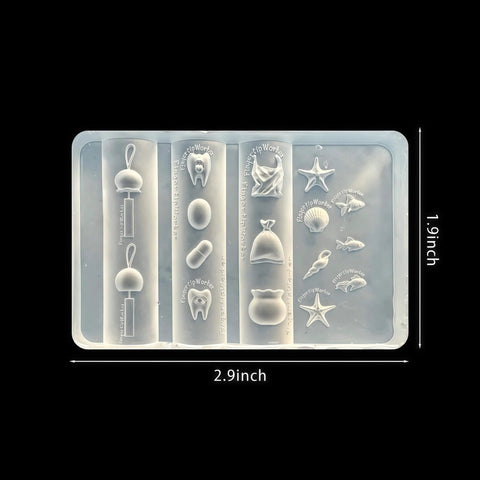 Marine Elements Nail Mold Set Silicone Molds For 3D Nail Art With Shells Anchors Starfish Wave Designs Teeth And Wind Chimes