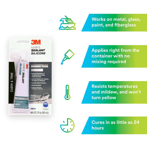 Heavy Duty Marine Grade Silicone Sealant For Boats And RVs Above The Waterline Sealant Clear Flexible And Tough 3 Fl Oz Tube