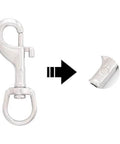 Close-up of 2.75 Inch Swivel Eye Snap Hook Set Of 2 Marine Grade 316 Stainless Steel Scuba Bolt Snap Single Ended Flag Clips Swivel Snaps