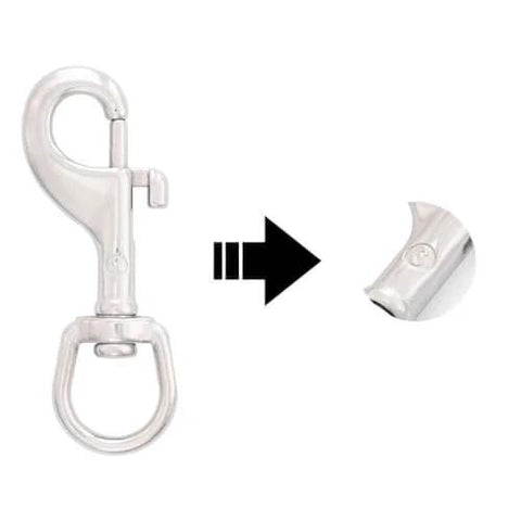 Close-up of 2.75 Inch Swivel Eye Snap Hook Set Of 2 Marine Grade 316 Stainless Steel Scuba Bolt Snap Single Ended Flag Clips Swivel Snaps