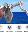 Marine Grade Stainless Steel Boat Cam Latch With Flush Pull Handle And Reinforced Back Plate For Strength, 2.5 Inch Diameter Fits 2 Inch Hole, Saltwater Ready Hatch Latch With Fasteners in close-up view showing detailed construction and finish.