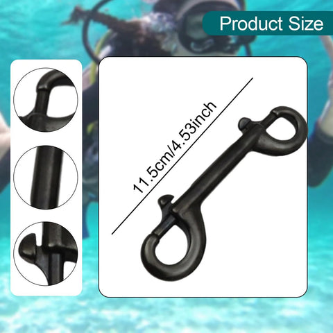 Double-ended black marine-grade stainless steel hook, 11.5 cm long, for dog feed bucket and garage use.