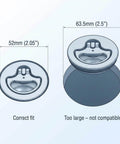 Marine grade 316 stainless steel boat cam latch set fits 52mm hole cutouts and 1/2 to 1 inch panels, size comparison diagram
