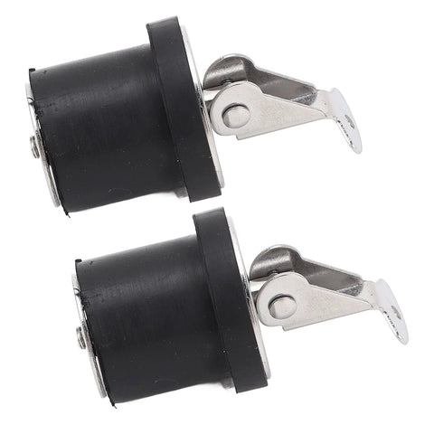 Two 19mm screw-type boat drain plugs with black plastic bodies and metal twist-lock levers.