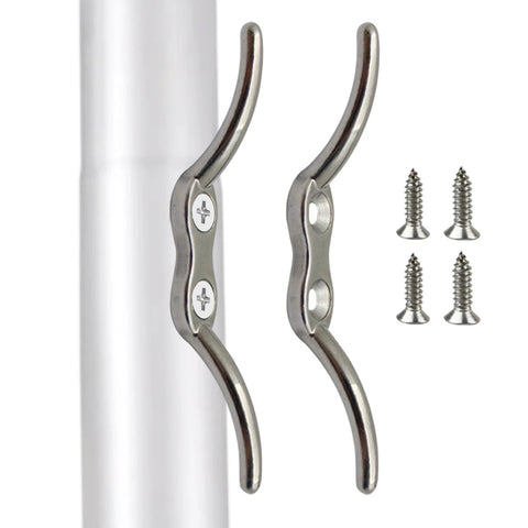 Amazon flagpole cleat hooks, two-piece marine-grade stainless steel set with screws for boat rope securing