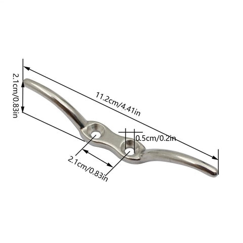 Stainless steel flagpole cleat rope hook for boats, double-arm design, 17.2 cm long