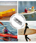 Adorainbow 4.5-inch marine-grade stainless folding boat cleat; collage shows yellow kayak, red kayak, canoe, surfer