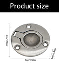 Round stainless steel marine deck hatch lock with butterfly bolt, front view