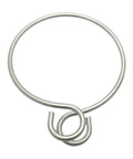 Anchor retrieval ring, marine-grade stainless steel, silver with two small attached loops, front view